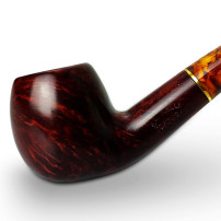 Bruyère-Tabakpfeife SAVINELLI - Tortuga Smooth 626, rot-schwarze Farbe, „Apple Bent“-Form - Kopf