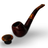 Bruyère-Tabakpfeife SAVINELLI – Tortuga Smooth 626, rot-schwarz, „Apple Bent“-Form – separat mit Kappe
