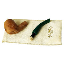 Bruyère-Tabakpfeife SAVINELLI - Spinosa 626, hellbraun, „Bent Apple“-Form - auf einem Beutel ausgelegt