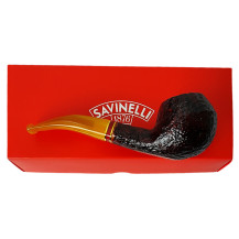 Bruyère-Tabakpfeife SAVINELLI – St. Nicholas 2024 673, dunkelrot, „Bent Rhodesian“-Form – mit Schachtel