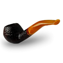 Bruyère-Tabakpfeife SAVINELLI - St. Nicholas 2024 673, dunkelrote Farbe und „Bent Rhodesian“-Form - Mundstück