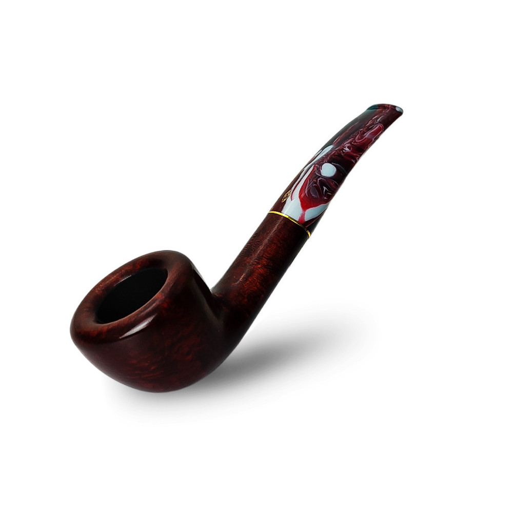 Tabakpfeife aus Dornbusch SAVINELLI - Vigna Liscia Marrone 316 in dunkelroter Farbe und „Dublin Bent“-Form