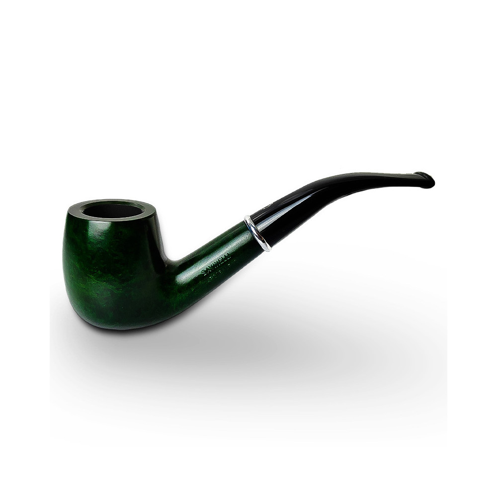 Bruyère-Tabakpfeife SAVINELLI – Arcobaleno Green 606, grüne Farbe und „Bent Billiard“-Form