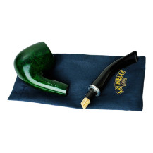 Bruyère-Tabakpfeife SAVINELLI – Arcobaleno Green 606, grün in der Farbe „Bent Billiard“, in Form „Bent Billiard“ – auseinanderge