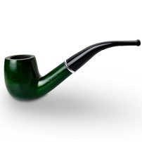 Bruyère-Tabakpfeife SAVINELLI – Arcobaleno Green 606, grüne Farbe und „Bent Billiard“-Form – Seitenansicht
