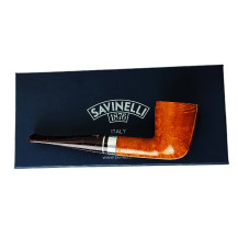 Bruyère-Tabakpfeife SAVINELLI – Bacco Smooth Natural, braune Farbe 409, Form „Dublin“ – mit Schachtel