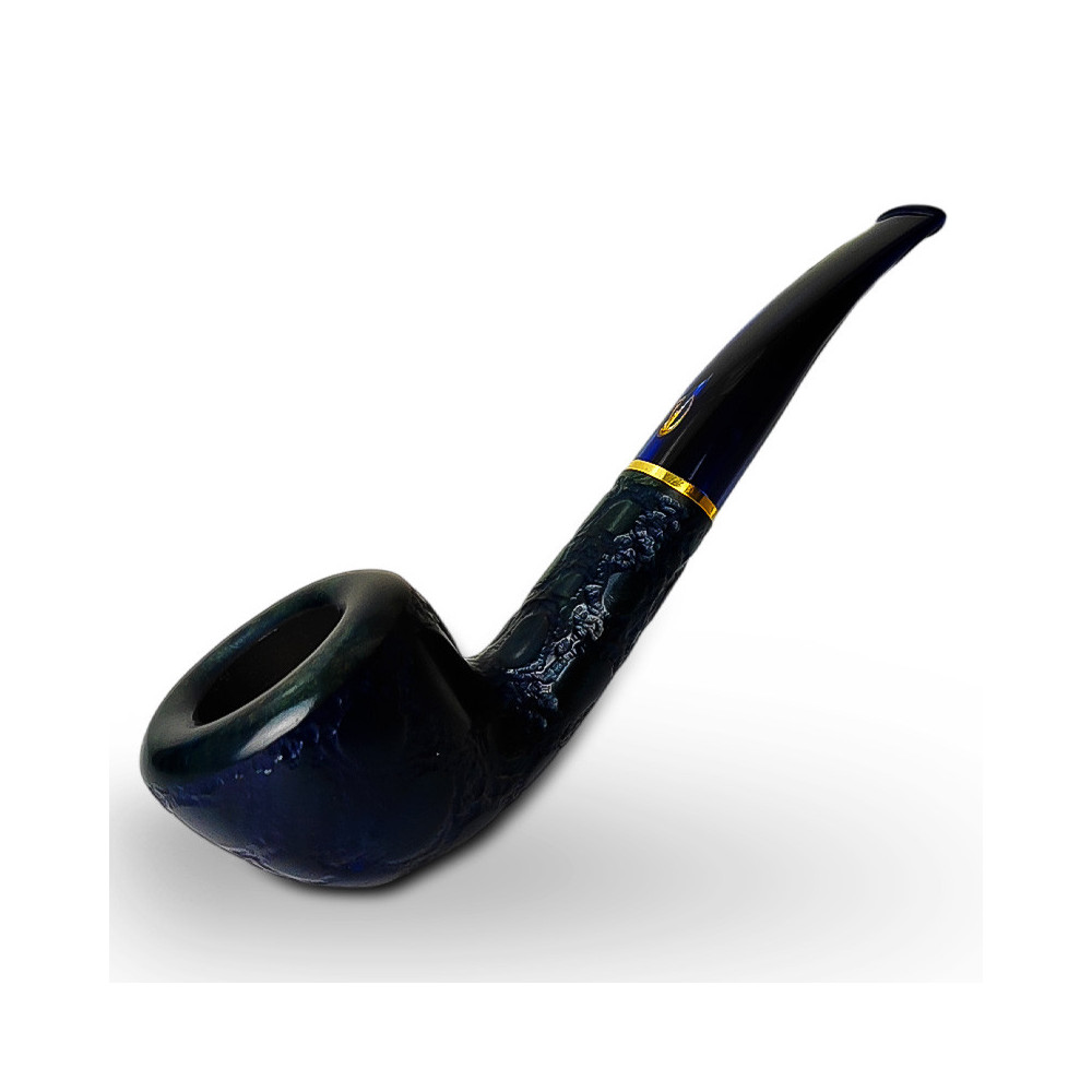 Bruyère-Tabakpfeife SAVINELLI – Alligatorgrün, Rot, Blau, 316B, blaue Farbe und „Bent Pot“-Form