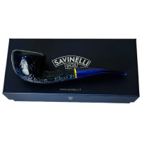 Bruyère-Tabakpfeife SAVINELLI – Alligator Green Red Blue 316B, blaue Farbe und „Bent Pot“-Form – mit Schachtel
