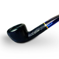 Bruyère-Tabakpfeife SAVINELLI – Alligator Green Red Blue 316B, blaue Farbe und „Bent Pot“-Form – Kopf