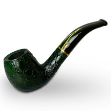 Bruyère-Tabakpfeife SAVINELLI Alligator Colored 677V in Grün und „Half-Bent Billiard“-Form