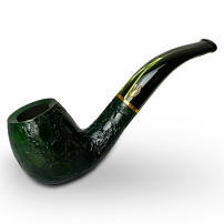 Bruyère-Tabakpfeife SAVINELLI Alligator Colored 677V in Grün und „Half-Bent Billiard“-Form
