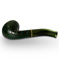 Bruyère-Tabakpfeife SAVINELLI Alligator Colored 677V in Grün und „Half-Bent Billiard“-Form – seitlich liegend