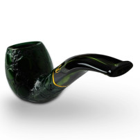 Bruyère-Tabakpfeife SAVINELLI Alligator Colored 677V in Grün und „Half-Bent Billiard“-Form – Mundstück