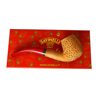 Bruyère-Tabakpfeife SAVINELLI – Fragola Rusticata Naturale, hellbraune Farbe, „Bent Billiard“-Form – mit Schachtel