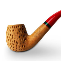 Bruyère-Tabakpfeife SAVINELLI – Fragola Rusticata Naturale, hellbraune Farbe und „Bent Billiard“-Form – Kopf