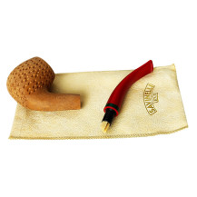 Bruyère-Tabakpfeife SAVINELLI - Fragola Rusticata Naturale, hellbraun, „Bent Billiard“-Form - ungefaltet