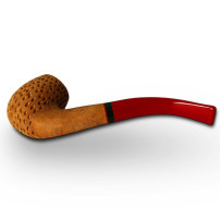 Bruyère-Tabakpfeife SAVINELLI – Fragola Rusticata Naturale, hellbraun, mit gebogener Billardform – der untere Teil der Pfeife