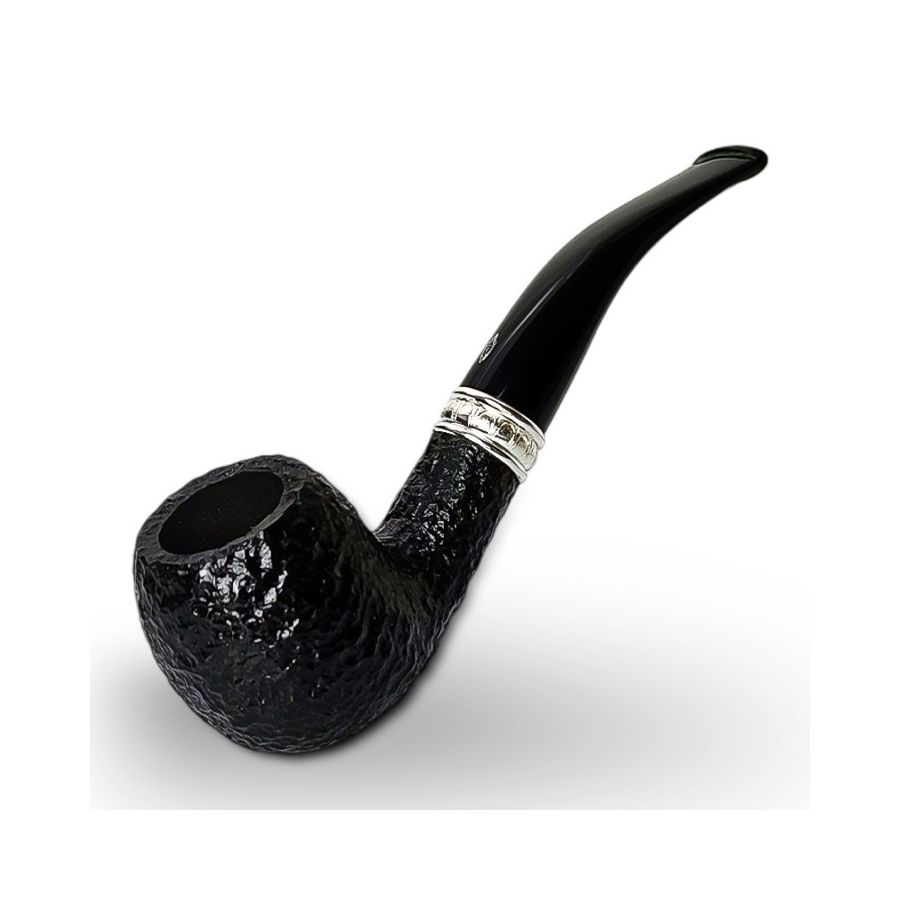 Bruyère-Tabakpfeife SAVINELLI - Trevi Rusticated 626 in Schwarz und „Bent Apple“-Form