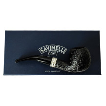 Bruyère-Tabakpfeife SAVINELLI - Trevi Rusticated 626, schwarze Farbe und „Bent Apple“-Form - mit Geschenkbox