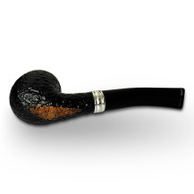 Bruyère-Tabakpfeife SAVINELLI - Trevi Rusticated 626 schwarz in „Bent Apple“-Form - Pfeifenboden