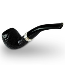 Bruyère-Tabakpfeife SAVINELLI - Trevi Rusticated 626, schwarze Farbe und „Bent Apple“-Form - Mundstück