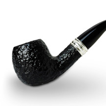 Bruyère-Tabakpfeife SAVINELLI - Trevi Rusticated 626, schwarze Farbe und „Bent Apple“-Form - Kopf