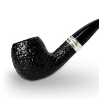 Bruyère-Tabakpfeife SAVINELLI - Trevi Rusticated 626, schwarze Farbe und „Bent Apple“-Form - Kopf