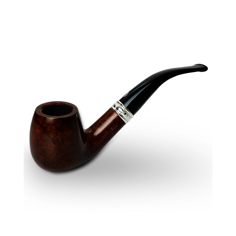 Bruyère-Tabakpfeife SAVINELLI - Trevi Smooth 602, dunkelbraune Farbe und „Bent Billiard“-Form