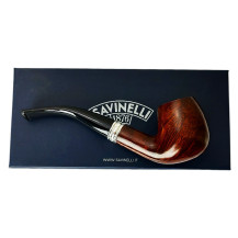 Bruyère-Tabakpfeife SAVINELLI - Trevi Smooth 602, dunkelbraune Farbe und „Bent Billiard“-Form - mit Geschenkbox