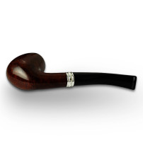 Bruyère-Tabakpfeife SAVINELLI - Trevi Smooth 602, dunkelbraune Farbe und „Bent Billiard“-Form – Pfeifenboden