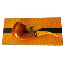 Bruyère-Tabakpfeife SAVINELLI - Miele 601, hellbraun, „Bent Billiard“-Form - mit Geschenkbox