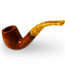 Bruyère-Tabakpfeife SAVINELLI - Miele 601, hellbraune Farbe und „Bent Billiard“-Form - Mundstück