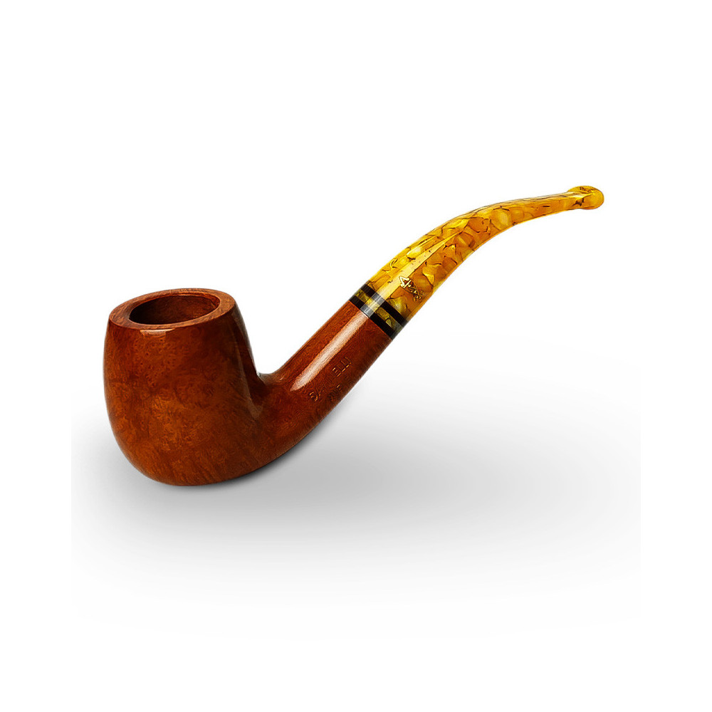 Bruyère-Tabakpfeife SAVINELLI - Miele 601, hellbraune Farbe, Form „Bent Billiard“.