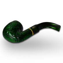 Bruyère-Tabakpfeife SAVINELLI – Alligator-Farbe, 614V-Grün, „Bent Billiard“-Form – Pfeifenboden