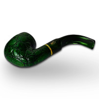 Bruyère-Tabakpfeife SAVINELLI – Alligator-Farbe, 614V-Grün, „Bent Billiard“-Form – Pfeifenboden