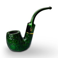Bruyère-Tabakpfeife SAVINELLI – Alligator Colored 614V in Grün und „Bent Billiard“-Form