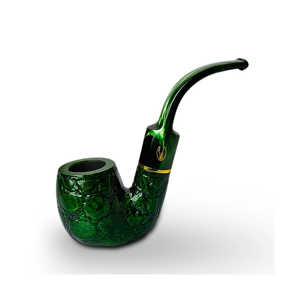 Bruyère-Tabakpfeife SAVINELLI – Alligator Colored 614V in Grün und „Bent Billiard“-Form