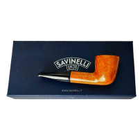 Bruyère-Tabakpfeife SAVINELLI Mini Liscia Bocch. Nero 9mm 409 braune Farbe und „Dublin“-Form – verpackt in einer Geschenkbox