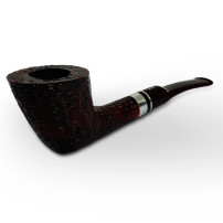 Bruyère-Tabakpfeife SAVINELLI Bacco Rusticated Dark Brown 9mm 904 in roten und schwarzen Farben und "Half-Bent Dublin"-Form