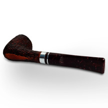 Bruyère-Tabakpfeife SAVINELLI Bacco Rusticated Dark Brown 9mm 904 in roten und schwarzen Farben und "Half-Bent Dublin"-Form