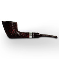 Bruyère-Tabakpfeife SAVINELLI Bacco Rusticated Dark Brown 9mm 904 in roten und schwarzen Farben und "Half-Bent Dublin"-Form