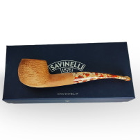 Bruyère-Tabakpfeife SAVINELLI Granola Rust Nat 9 mm, braune Farbe 315, Form „Half-Bent Prince“ – inklusive Geschenkbox