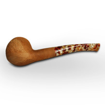 Bruyère-Tabakpfeife SAVINELLI Granola Rust Nat 9mm 315 braune Farbe und "Half-Bent Prince"-Form - unterer Teil der Pfeife
