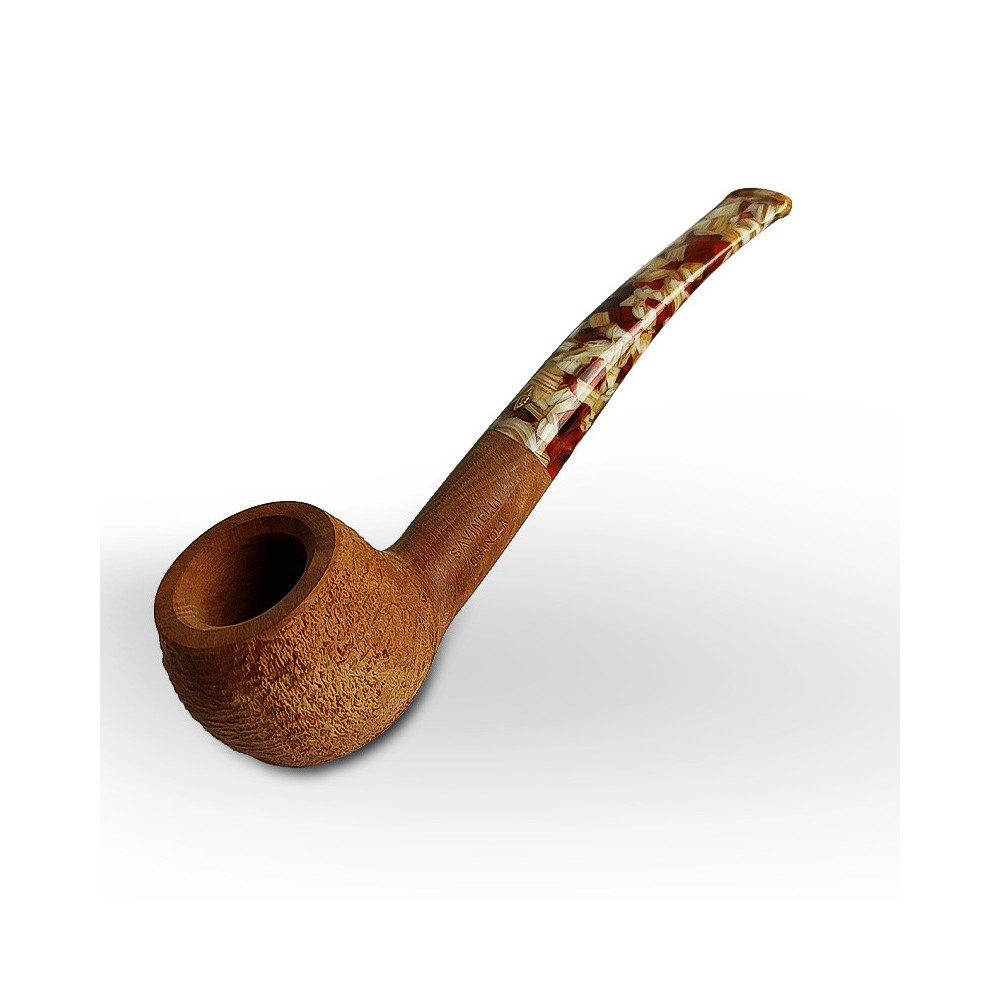 Bruyère-Tabakpfeife SAVINELLI Granola Rust Nat 9mm 315 braune Farbe und "Half-Bent Prince"-Form