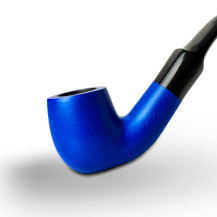 Birnenförmige Tabakpfeife BPK 73-12, blau, „Bent Billiard“-Form – Ansicht des Pfeifenkopfes