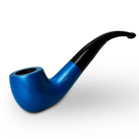 Birnenförmige Tabakpfeife BPK 73-14, metallisch blau, Form „Bent Apple“.
