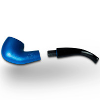 Birnenförmige Tabakpfeife BPK 73-14, metallisch blau, „Bent Apple“-Form – zerlegte Tabakpfeife