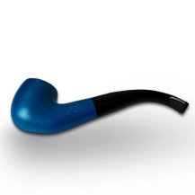 Birnenförmige Tabakpfeife BPK 73-14, metallisch blau, „Bent Apple“-Form – seitlich liegend