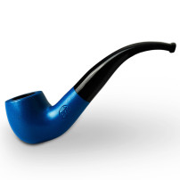 Birnenförmige Tabakpfeife BPK 73-14, metallisch blau, „Bent Apple“-Form – Seitenansicht