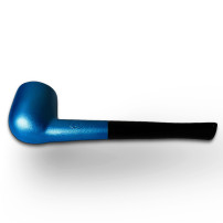 Birnenförmige Tabakpfeife BPK 61-83, blaue Farbe und „Billard“-Form – seitlich liegend